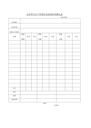 企业单位生产管理作业标准时间测定表.docx