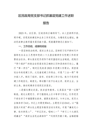 区民政局党支部书记抓基层党建工作述职报告.docx