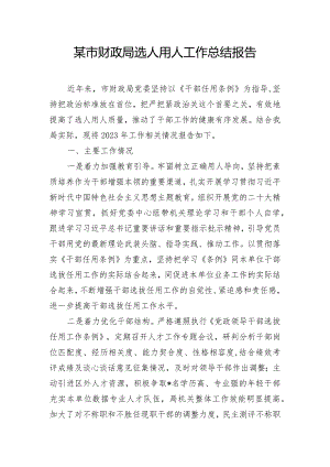 某市财政局选人用人工作总结报告.docx