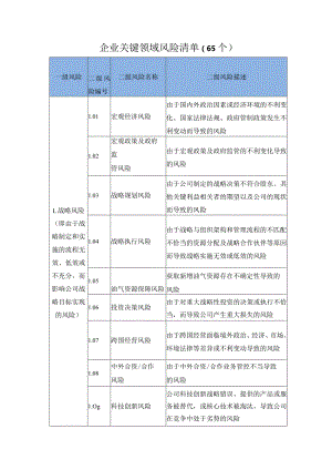 企业关键领域风险清单（65个）.docx