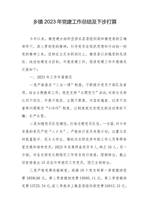 乡镇2023年党建工作总结及下步打算.docx