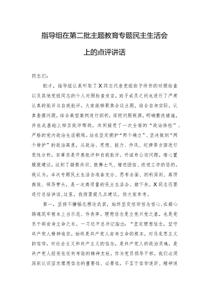 指导组在第二批主题教育专题民主生活会上的点评讲话.docx