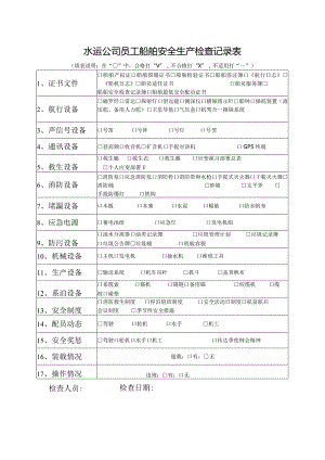 水运公司员工船舶安全生产检查记录表.docx