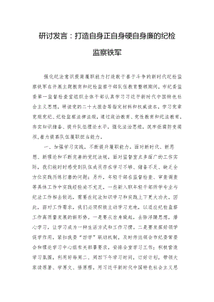 研讨发言：打造自身正自身硬自身廉的纪检监察铁军.docx