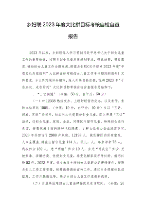 乡妇联2023年度大比拼目标考核自检自查报告.docx