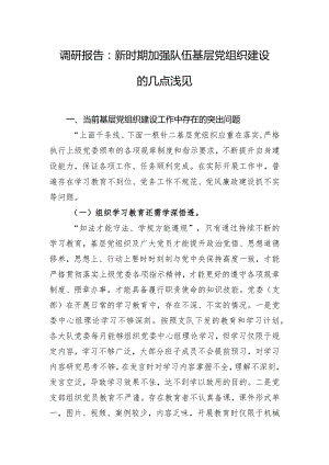 调研报告：新时期加强队伍基层党组织建设的几点浅见.docx