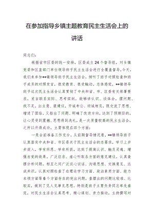 在参加指导乡镇主题教育民主生活会上的讲话.docx