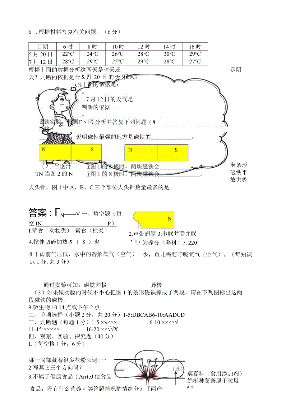 小学四年级科学竞赛题及答案.docx_第3页