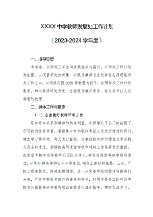 中学教师发展处工作计划（2023-2024学年度）.docx