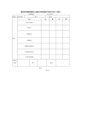 酒店投资集团管理人员能力考核直接下级评分表(年度).docx