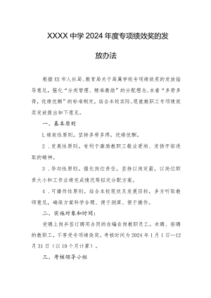 中学2024年度专项绩效奖的发放办法.docx