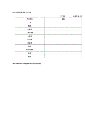 私人会所每月费用开支计划表.docx