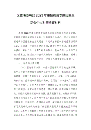 区政法委书记2023年主题教育专题民主生活会个人对照检查材料.docx