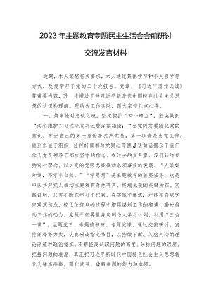 2023年主题教育专题民主生活会会前研讨交流发言材料.docx