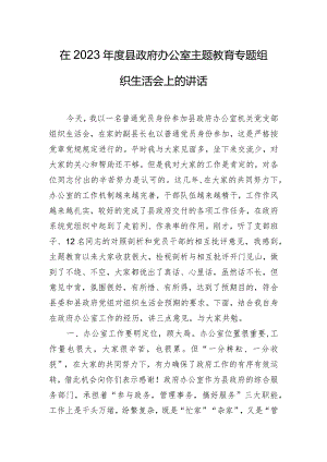 在2023年度县政府办公室主题教育专题组织生活会上的讲话.docx