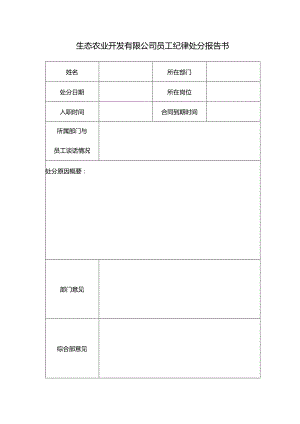 生态农业开发有限公司员工纪律处分报告书.docx