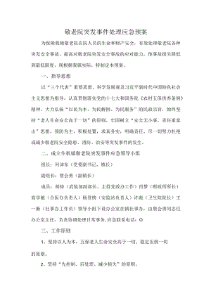 敬老院突发事件处理应急预案.docx