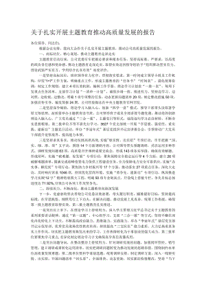 关于扎实开展主题教育推动高质量发展的报告.docx