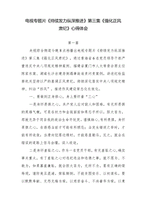 《持续发力纵深推进》第三集《强化正风肃纪》观后感6篇.docx