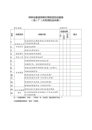 特种设备使用单位常规项目自查表（厂内专用机动车辆）.docx