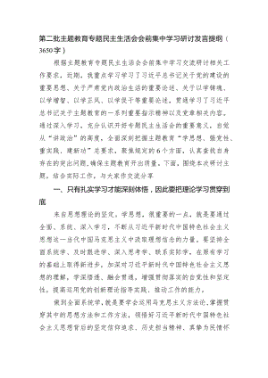 （会前）第二批主题教育专题民主生活会会前集中学习研讨发言提纲.docx