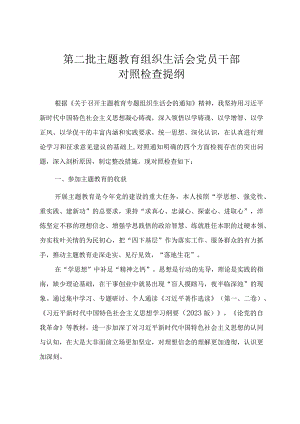 第二批主题教育组织生活会党员干部对照检查提纲（通用范文）.docx