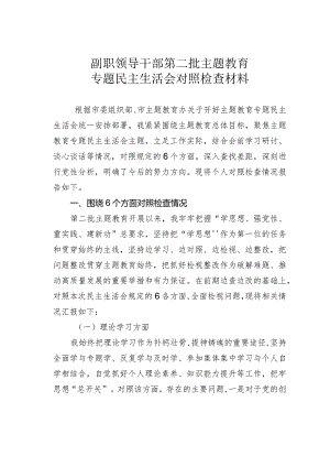 副职领导干部第二批主题教育专题民主生活会对照检查材料.docx