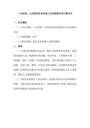 广东省第二人民医院劳务派遣人员管理服务项目需求书.docx