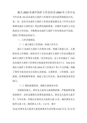 篇五2023未成年保护工作总结及2024年工作计划今年以来.docx