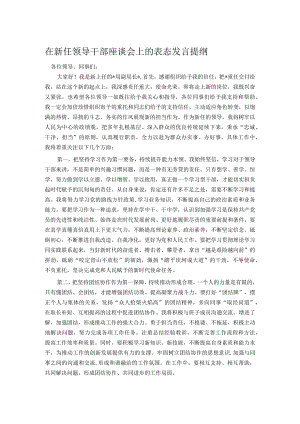 在新任领导干部座谈会上的表态发言提纲.docx