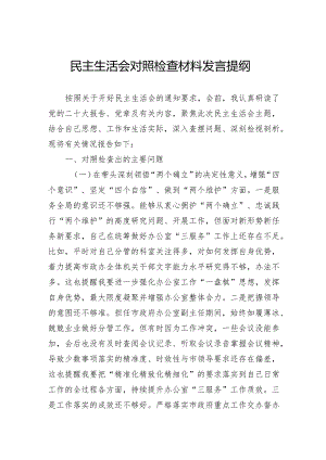 民主生活会对照检查材料发言提纲.docx