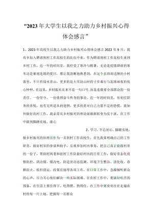 -2023年大学生以我之力助力乡村振兴心得体会感言-.docx