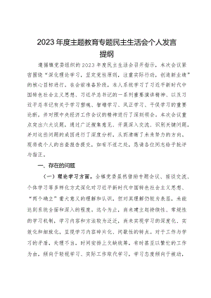 镇党委书记2023年度主题教育专题民主生活会个人发言提纲.docx