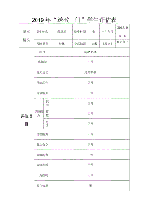 2019年“送教上门”学生评估表.docx