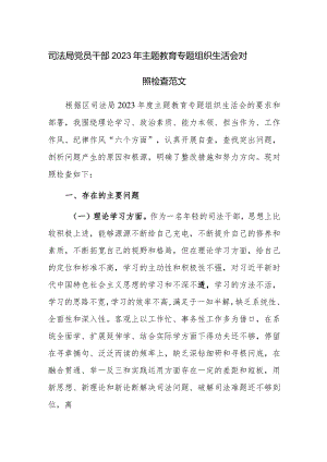 司法局党员干部2023年主题教育专题组织生活会对照检查范文.docx