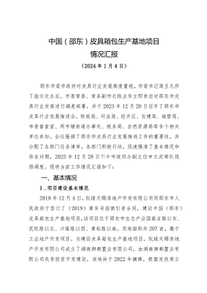 皮具箱包生产基地项目情况汇报.docx