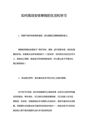 如何高效安排寒假的学习和生活.docx