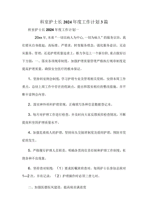 科室护士长2024年度工作计划3篇.docx