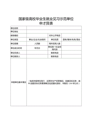 国家级高校毕业生就业见习示范单位申报表.docx