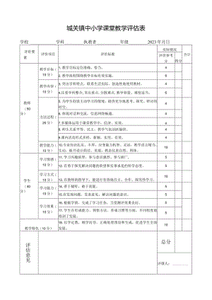 城关镇中小学课堂教学评估表.docx