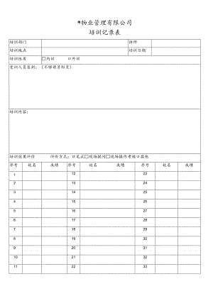 培训记录表secret工程文档范本.docx