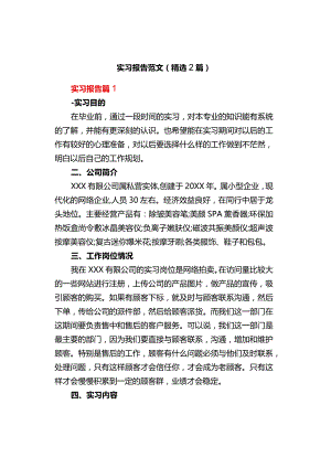 实习报告范文（精选2篇）.docx