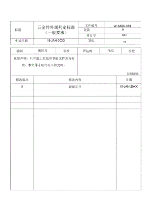 五金件外观判定标准(最全).docx