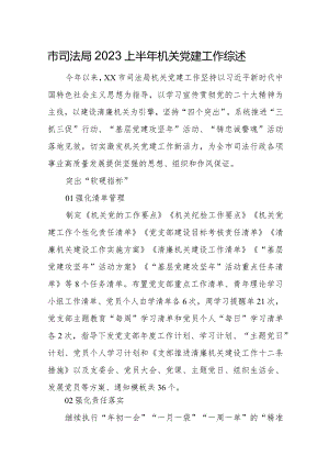 市司法局2023上半年机关党建工作综述.docx