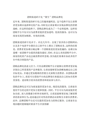 团购渠道碎片化“催生”团购品牌化.docx