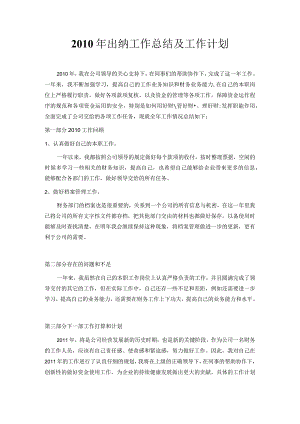出纳工作总结及工作计划.docx