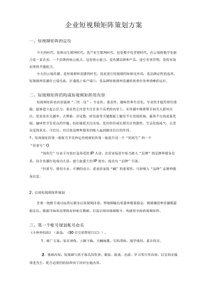 企业短视频矩阵策划方案.docx