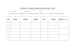 全国青少年校园足球特色学校申报汇总表.docx