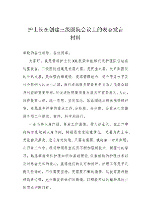 护士长在创建三级医院会议上的表态发言材料.docx