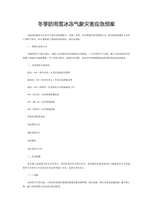 冬季防雨雪冰冻气象灾害应急预案.docx
